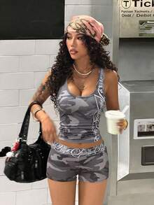 StreetHx Bộ đồ 2 món thời trang nữ họa tiết rằn ri: áo tank top và quần short. - Nhiều màu - Xem 3
