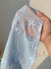 Comfortcana 女士刺绣荷叶边下摆休闲吊带背心 - 藍色 - 查看 6