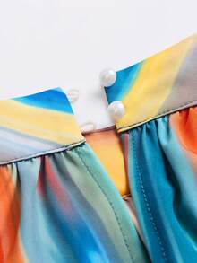 Balvessa Blusa Feminina Colorida de Gola Halter com Estampa de Listras, Verão - Multicolorido - Visão 6