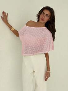 Women's Casual Solid Color Asymmetrical Top, Summer, Summer Top - 粉色 - 查看 5