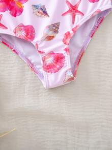 SHEIN Bộ đồ bơi in hình sao biển cho bé gái - Hồng - Xem 7