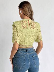 Firerie Women's Summer Lace Sheer Crop Top Camisole,Summer Top - Green - View 6