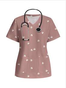 PopScrub Áo đồng phục y tế in hình quả anh đào dễ thương, tối giản, thường ngày - Nhiều màu - Xem 1