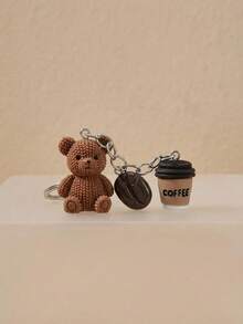 MINKOJA MINKOJA Cute Bear Keychain, Coffee Bean Drink Accessory Decor, Y2K Backpack Hanging Charm, Keychain Accessory - Multicolor - View 6