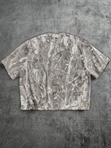 Manfinity ZONE917 Boxy Cropped Loose Distressed Gothic LEGEND Print Short Sleeve T-Shirt (High Quality) - Multicolor - View 6