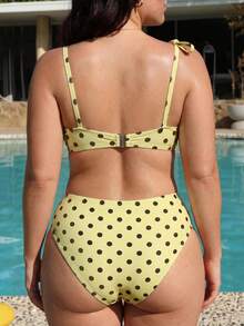 Swim Mod 2026 New Women's Spring/Summer Polka Dot Print Spaghetti Strap Plus Size Swimsuit Set - Multicolor - View 2