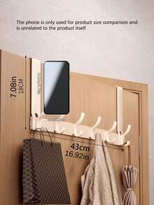 1pc Space-Saving Over-The-Door Hook - No Drilling Required, Made Of Premium Aluminum Alloy, Easy Installation, Multi-Purpose Hook, Suitable For Bathroom And Bedroom, Versatile Storage Solution - Multicolor - View 6