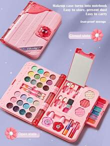 Set de accesorios para el cabello de niña: cuaderno rosa, caja de plástico con juguete de maquillaje. Regalo de juguete (color y colocación aleatorios). - Rosa - Ver 3