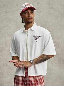 PAVTROS Men's Casual Single-Breasted Short Sleeve Shirt For Summer - White - View 3