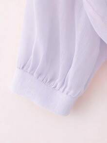 New Women's Casual Solid Color Chiffon Blouse With Short Batwing Sleeves - 淡紫色 - 查看 4