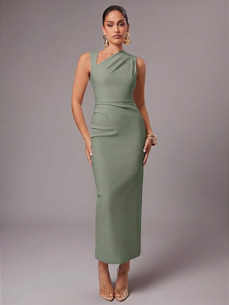 Silquee Women's Solid Color Elegant Waist Cinched Long Party Dress,Dresses For Women Summer - Mint Green - View 1