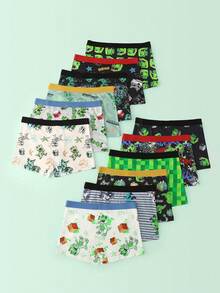 10件/包 男童舒適恐龍印花四角內褲，兒童卡通印花內衣 - 彩色 - 查看 2