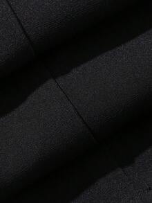 Dazy Plus Solid Color Loose Straight Leg Casual Black Pants, All Season - Black - View 3
