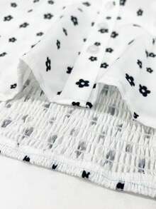 Franclia Áo hai dây nữ màu trắng in hoa, cổ chữ V, dây mảnh, thắt nơ phía trước, dáng ôm chữ A, thích hợp mặc thường ngày. - Nhiều màu - Xem 6
