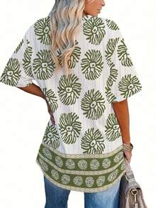 EMERY ROSE Large-Size Women's Casual Round-Neck Printed T-Shirt With Random Patterns, Suitable For Vacations And Daily Wear, Spring/Summer Style - Multicolor - View 2