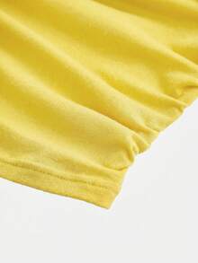 SHEIN Áo tank top ôm dáng, kiểu dáng thể thao thường ngày dành cho bé gái tuổi teen, in chữ BRAZIL, viền tương phản, kiểu racerback, đồ cơ bản cho phong cách thể thao thường ngày. - Màu vàng - Xem 3