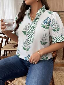 Weeklong Women's Frill Trim Loose Blouse, French Casual Top, Daily & Holiday Wear, Spring/Summer - Multicolor - View 3