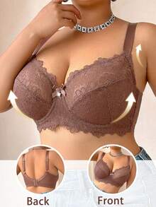 DesireSculpt Christmas Lace Patchwork Plus Size Underwire Bra Roleplay Brown Summer - Coffee Brown - View 5