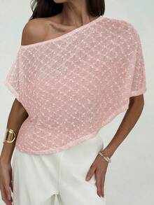 Women's Casual Solid Color Asymmetrical Top, Summer, Summer Top - 粉色 - 查看 8