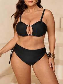 Swim Chiccia Plus Size Black Sexy Casual Vacation Swimwear Beach Summer - Black - View 4