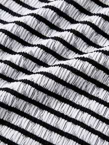 SHEIN Teen Girl Black&White Ribbed Tankini 2 Pieces Swimwear,Suitable For Beach Vacation,Spring/Summer Wear-Ribbed Spaghetti Strap Top And Shorts Set - Black and White - View 6