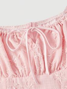 MOD Kleid mit Blumenstickerei, Rüschen, - Pink - Übersicht 4