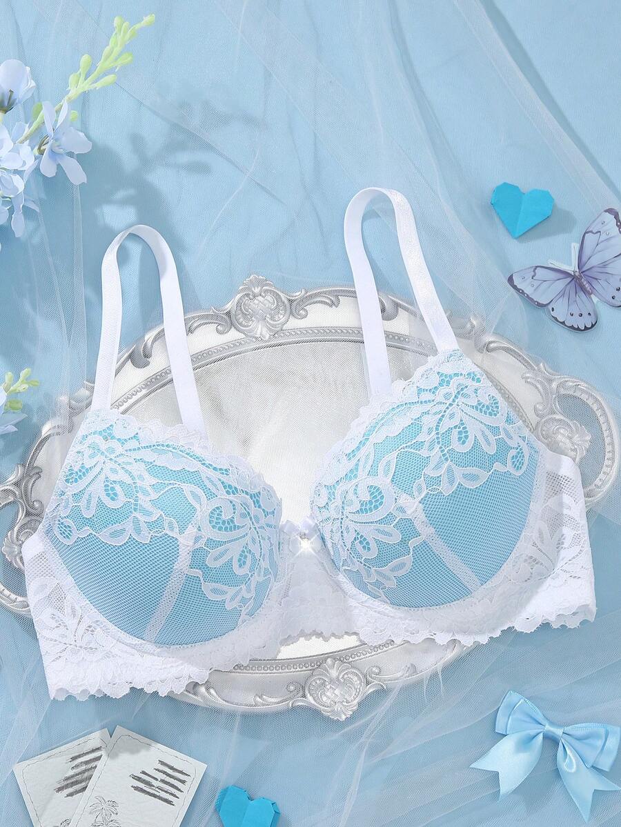 DesireSculpt 女士花卉蕾丝钢圈文胸 - 彩色 - 查看 1