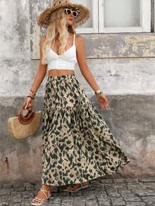 Brillora Chân váy nữ dáng rộng in họa tiết Bohemian với chun co giãn - Nhiều màu - Xem 7