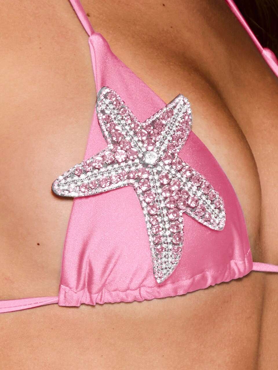 Pink Diamante Starfish Embellished Tie Side Bikini Bottoms