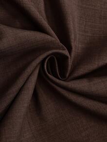 Auralis Elegant Brown Autumn Vacation 2-Piece Set,Ladies V-Neck Short Sleeve Metal Button Top And Long Pants,Solid Color Plus Size Commuter Suit For Office - Mocha Brown - View 9
