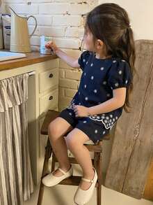 DAZY Young Girls Round Neck Embroidered Sleeveless Shirt And Loose Pants 2 Pieces Vacation Set Summer - Blue - View 4