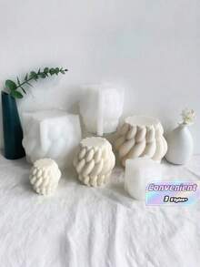 DIY几何艺术蜡烛硅胶模具 - 易脱模3D滴状设计 - 香薰石和蜡烛熔块工艺品,适用于生日、情人节、复活节和节日礼物 - 多色 - 查看 2