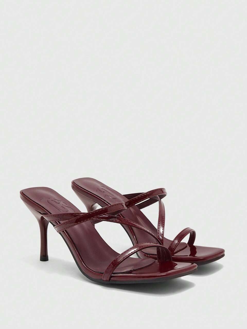 CUCCOO BIZCHIC Square Toe Stiletto Burgundy Comfortable Simple Stiletto With Summer Fashion Open-Toed Women's High-Heeled Sandals Slippers Daily Commute Versatile Fashion Sexy Women's Sandals Summer Shoes