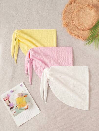 Swim Chiccia SHEIN Swim Chicsea Skirts Plain Textured Beach Dress 3-Piece Set