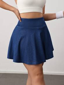 Activina Damen Tennisrock mit hoher Taille, elastischem Strick und Handytasche, lässiges Sportkleid für den Alltag - Dunkle Waschung - Übersicht 6