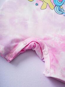 My Little Pony X SHEIN 女宝宝夏季休闲甜美可爱趣味扎染卡通印花连体衣 - 彩色 - 查看 5