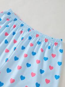 Elladie kids 【随机2套，共5套】女童甜美可爱优雅休闲舒适柔软亲肤春夏针织面料多色卡通兔子、爱心、花卉印花、涂鸦无袖吊带背心和短裤睡衣四件套 - 彩色 - 查看 5