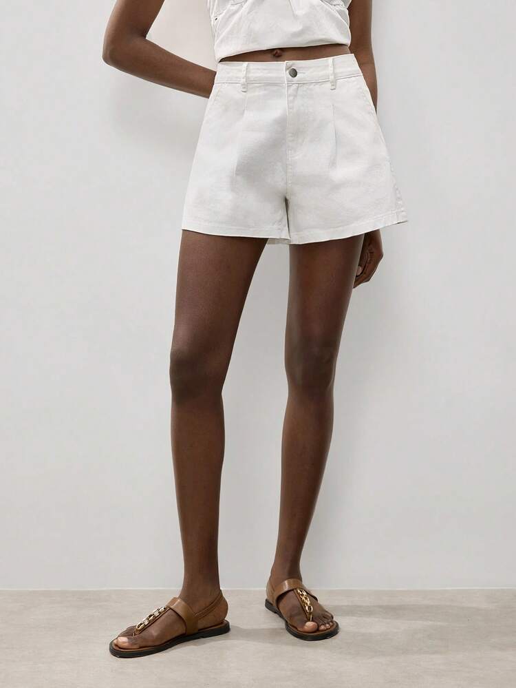 SHEIN Maija Shorts vaqueros de unicolor versátiles y casuales para mujer, de verano