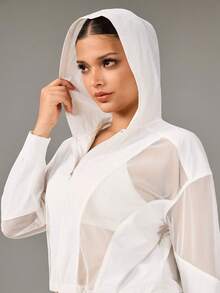 OutZeal Women Sun-Proof Jackets Workout Gym UV Protection Back Mesh Panel Hood Outdoor Tops - White - View 9