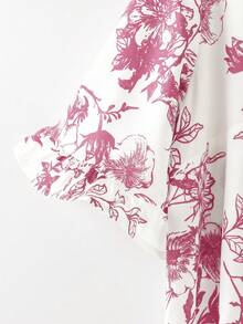 EMERY ROSE 大码卡其色叶边下摆短袖衬衫，简约时尚休闲日常度假穿搭，适合春夏女装、西式女装、夏季沙滩装。 - 粉色 - 查看 5