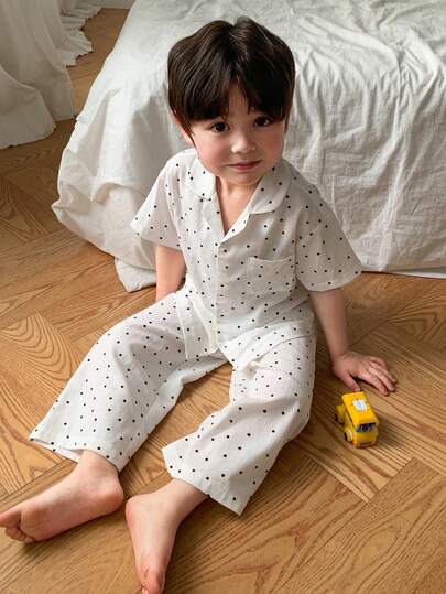 DAZY 男婴波点印花上衣和裤子睡衣套装