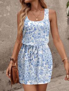 SHEIN LUNE Women's Casual Printed Short Dress, Suitable For Spring And Summer,Dresses For Women Summer - Multicolor - View 9