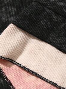 Dazy Plus Áo thun ngắn tay màu đen dáng rộng, chất liệu chiffon họa tiết hoa, phối hai mảnh, dành cho nữ, thích hợp mặc mùa xuân/hè. - màu đen - Xem 8