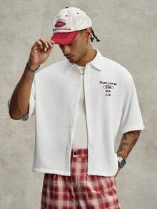 PAVTROS Men's Casual Single-Breasted Short Sleeve Shirt For Summer - White - View 4
