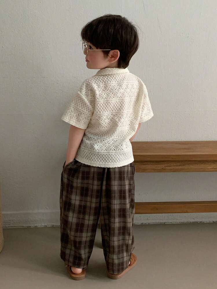 Toddler Boys' Plaid Casual Loose Korean Style Bottoms