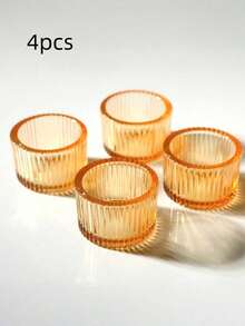 4 Packs Clear Glass Votive Candle Holders, Vintage Candle Holder For Floating Candle, Tealight Candle Holder For Table Centerpieces Home Bridal Shower Birthday Christmas Wedding Party Table Decoration, Gifts - multicolor - View 5