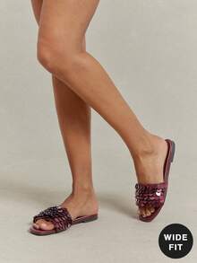SHUZIA Wide Fit Ladies Waverly Shell Flat Sandals - Rose Red - View 4