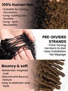 Boho Braids Tóc giả móc sợi lông vũ màu nâu ombre, tóc xoăn kiểu Miến Điện dành cho nữ, 100% tóc thật, đã được tách sẵn, không thắt nút, kiểu móc sợi siêu nhỏ vô hình, tóc xoăn móc sợi thật để tết. - SNATURAL/30 - Xem 7
