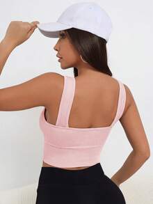 Gameset SHEIN Sport Seamless Solid Color Sports Bra - Pink - View 7