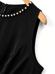GlowEve CURVE Plus Size Sleeveless Solid Color A-Line Dress With Bubble Hem, Elegant Office Evening Party Wedding Guest Wear For Summer Black - Black - View 4